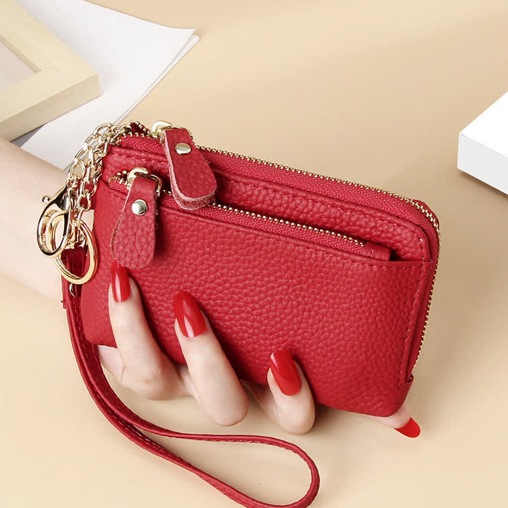 Kleine Clutch aus echtem Leder für Damen mit Armband, Geldbörse, Kartenhalter