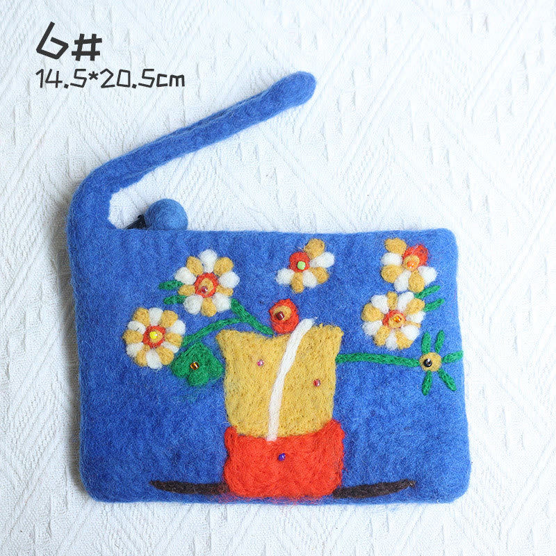 Wollfilz Geldbörse für Frauen bunte Blume süße Brieftasche