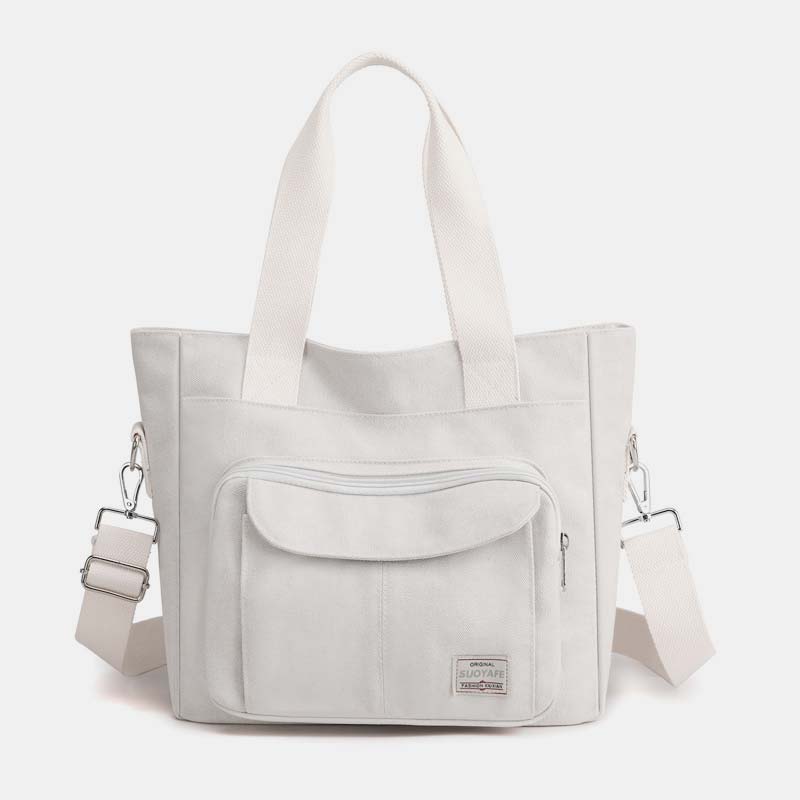 Damen Handtasche aus Canvas mit Griff und mehreren Taschen, Umhängetasche, Schultertasche, Tote, Geldbörse