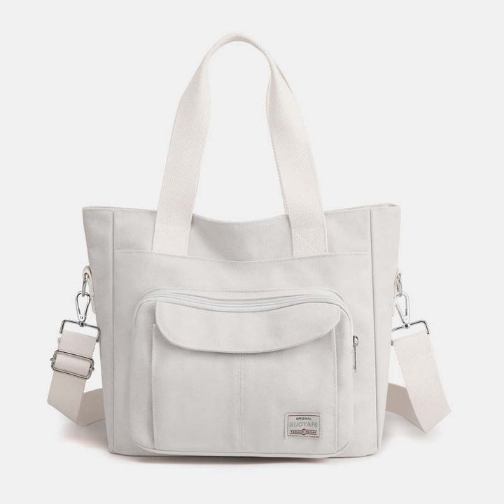 Damen Handtasche aus Canvas mit Griff und mehreren Taschen, Umhängetasche, Schultertasche, Tote, Geldbörse