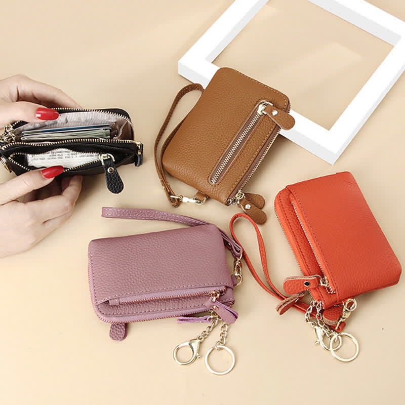 Kleine Clutch aus echtem Leder für Damen mit Armband, Geldbörse, Kartenhalter