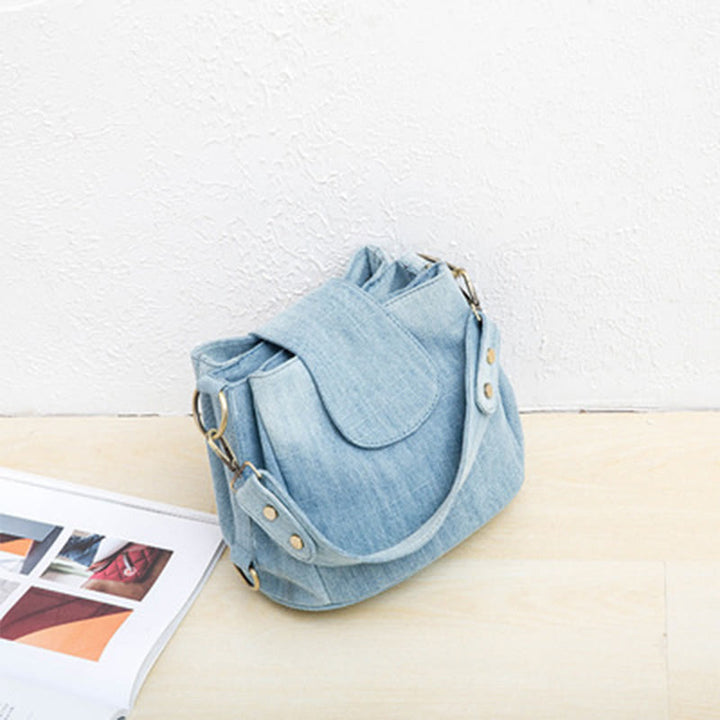 Denim-Unterarm-Beuteltasche für Damen, große Tasche mit Henkel