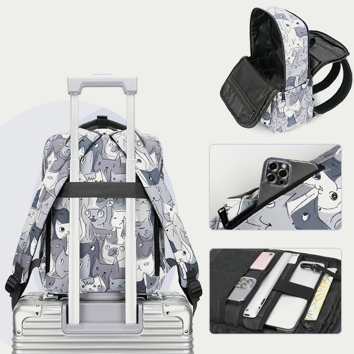Mehrfarbig bedruckter Laptop-Rucksack, 15,6 Zoll, College-Schule, Büchertasche, Reise-Tagesrucksack