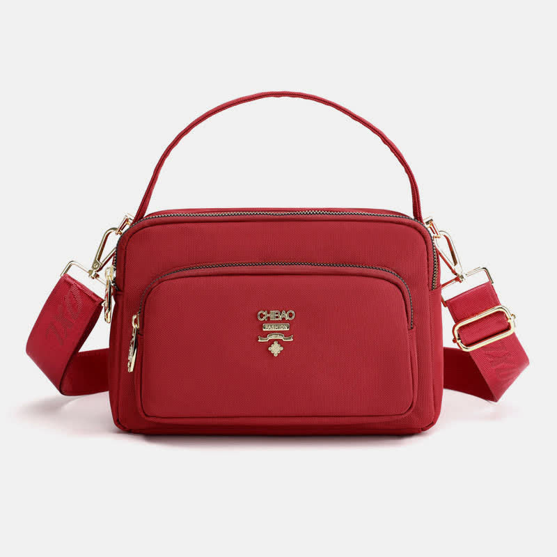 Umhängetasche mit Dreifach-Reißverschluss für Damen, wasserdichte, leichte Schulterhandtasche aus Nylon