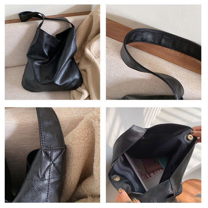 Weiche Tragetasche aus veganem Leder für Damen, klassische Pendler-Umhängetasche
