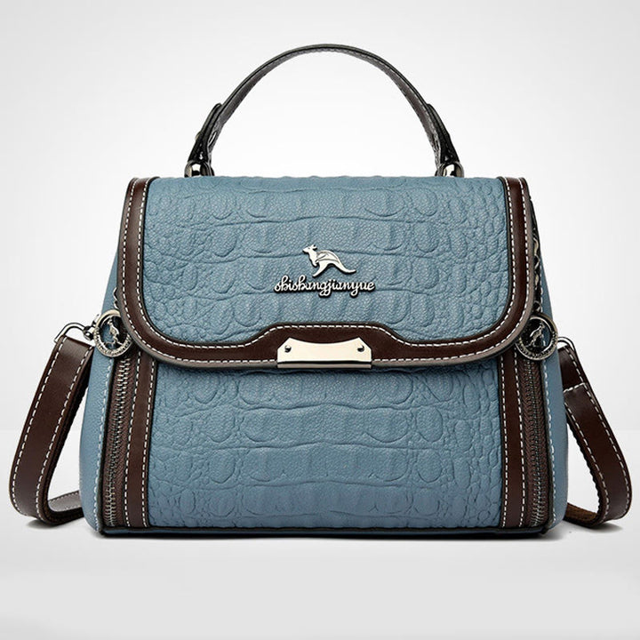 Handtasche mit Krokodil-Print für Damen, geräumige Umhängetasche aus PU-Leder