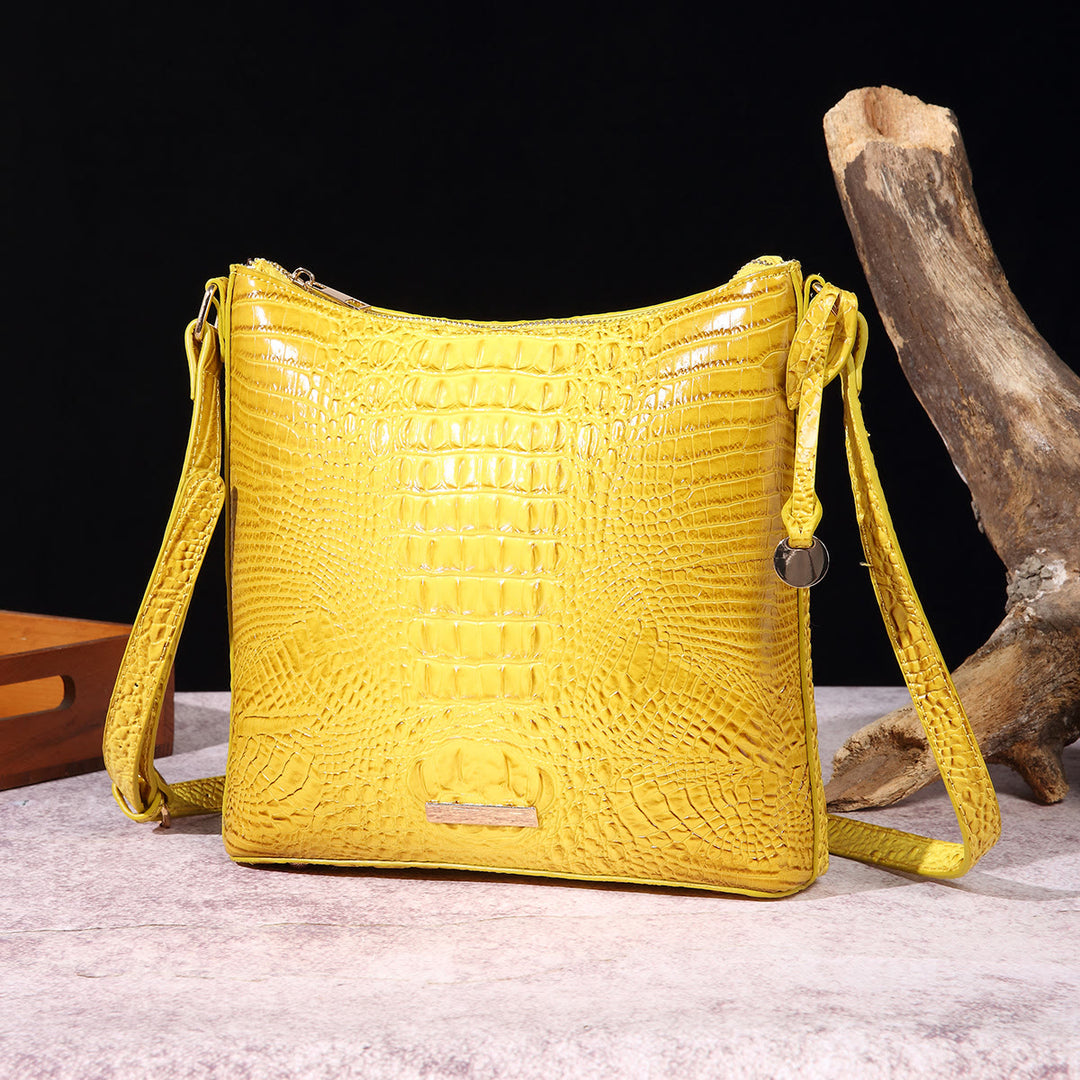 Umhängetasche für Damen, Retro-Krokodilmuster, Leder, Dating-Tasche