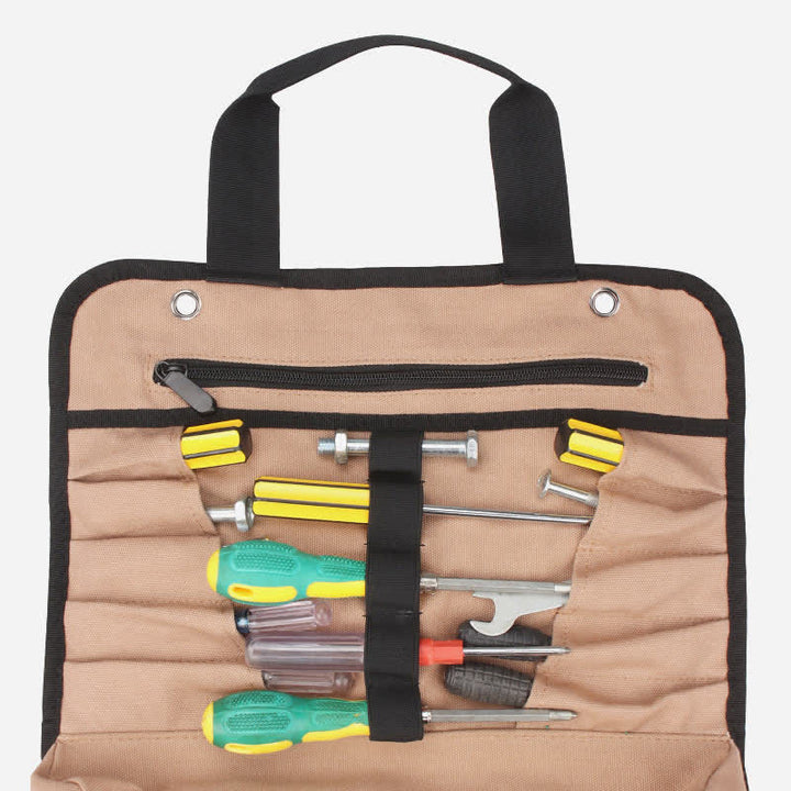 Werkzeugtasche mit Rollen, 453 g, gewachstes Canvas, Werkzeugrolle für Mechaniker, Elektriker, Hobbybastler