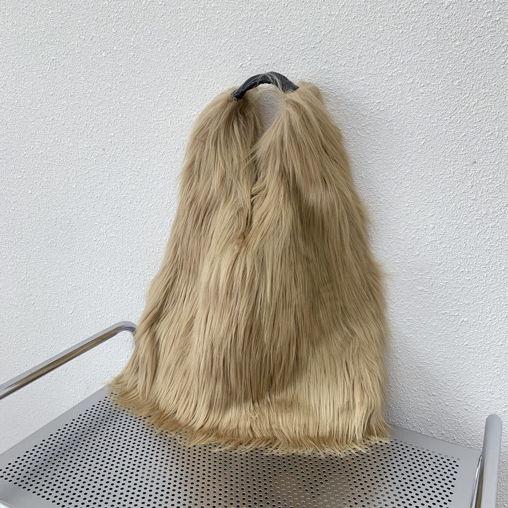 Große Umhängetasche für Damen, Party-Tasche aus Kunstpelz und Plüsch