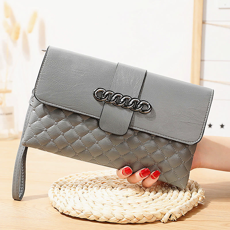 Gesteppte Schultertasche für Damen mit Karomuster, multifunktionale Geldbörse