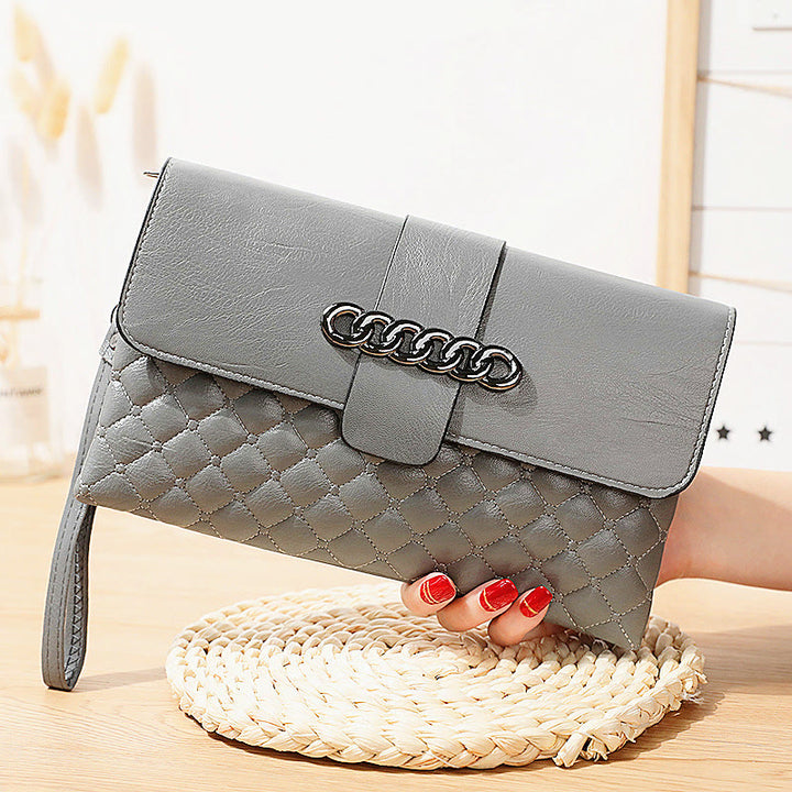 Gesteppte Schultertasche für Damen mit Karomuster, multifunktionale Geldbörse