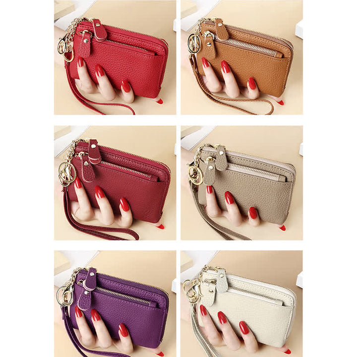 Kleine Clutch aus echtem Leder für Damen mit Armband, Geldbörse, Kartenhalter