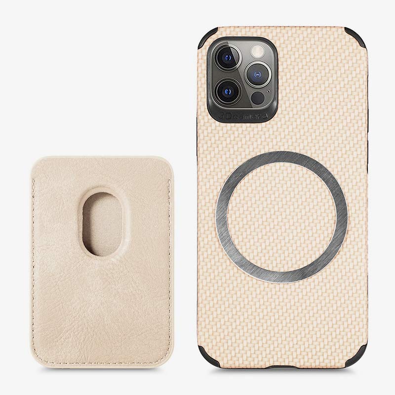 Magnetische Telefon-Geldbörse für iPhone-Telefonhülle mit Faserstruktur und magnetischem Kartenhalter
