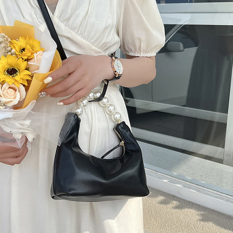 Perlenhandtasche für Damen, Party, veganes Leder, Umhängetasche, Abendtasche
