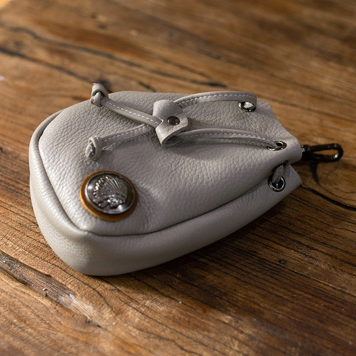 Retro Unisex Hüfttasche Kleine Kordelzug Leder Gürteltasche