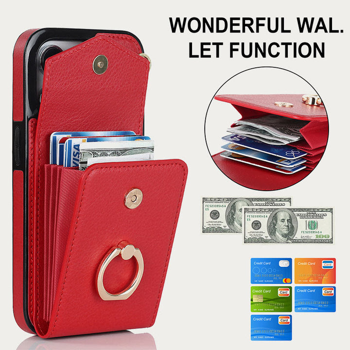 Brieftaschen-Telefonhülle für iPhone, lässig, Leder, Schnalle, Kartenhalter