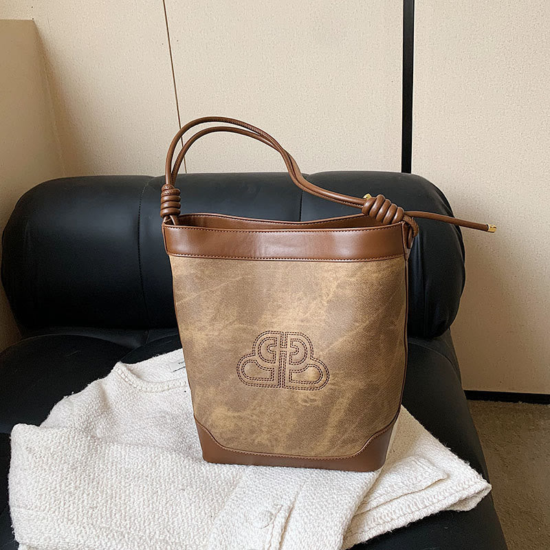 Vintage Bucket Bag für Damen aus veganem Leder für die Achsel