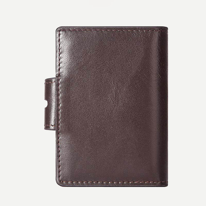 Echtes Leder Herren RFID Blocking Geldbörse Schnellzugriff Kartenhalter
