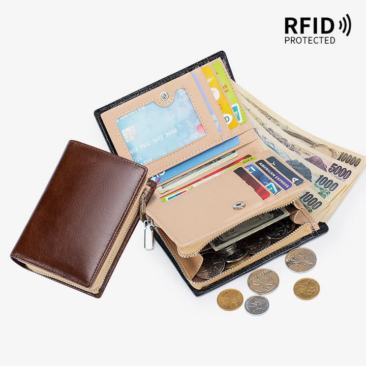 Herren Kurze Brieftasche Für Business Retro Multifunktions Leder Geldbörse