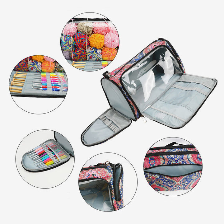 Multifunktionale Aufbewahrungstasche für Heimstrickzubehör, Oxford-Handtasche