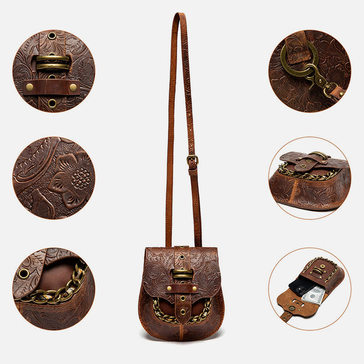 Retro-Umhängetasche für Damen mit Steampunk-Prägung, Umhängetasche mit Kette