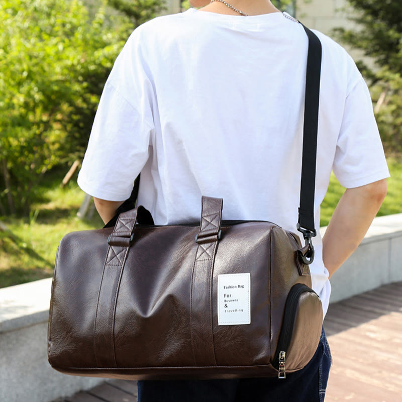 Sport-Fitnesstasche für Damen und Herren, große Reisetasche aus Leder