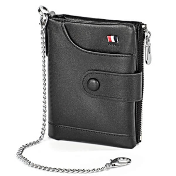 RFID-blockierende Retro-Geldbörse aus Leder mit Kette