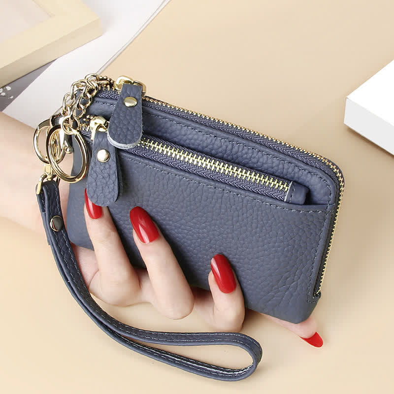 Kleine Clutch aus echtem Leder für Damen mit Armband, Geldbörse, Kartenhalter