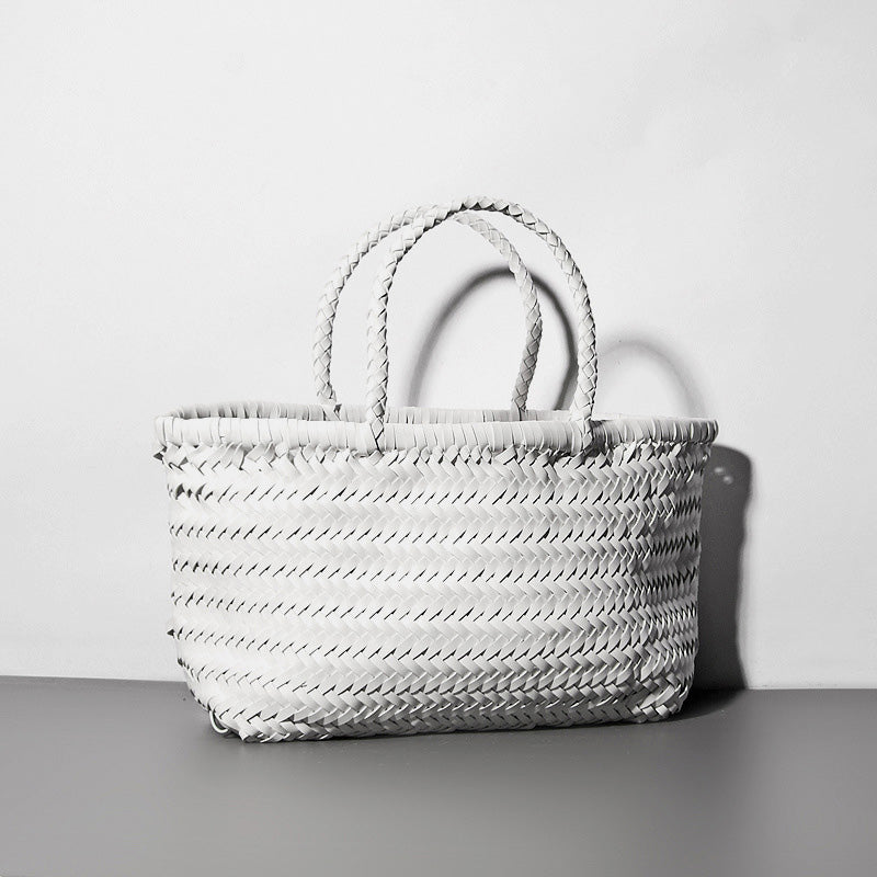 Damen Handtasche aus weichem PU-Leder, gewebt, handgefertigt, Sommer-Umhängetasche