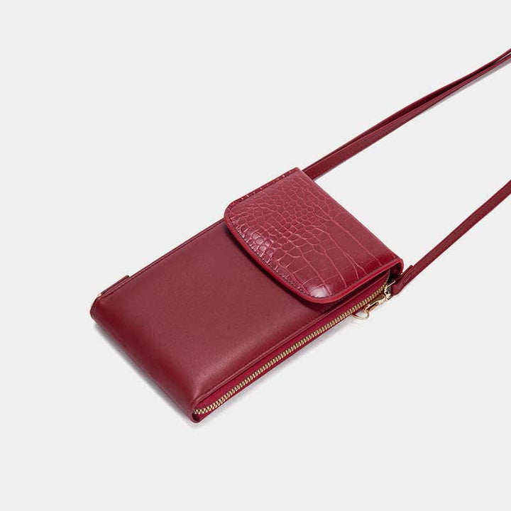 Schlanke, leichte Umhängetasche aus Leder für Damen, Handytasche, Kreditkartenhalter