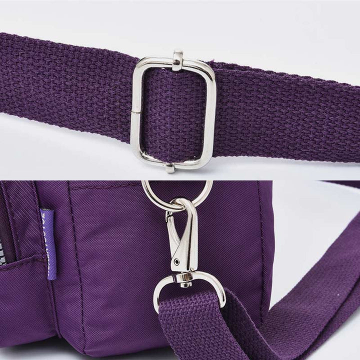Handtasche für Damen, lila, Nylon, leicht, Einkaufstasche mit Reißverschluss
