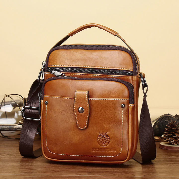 Kleine Umhängetasche aus Leder für Herren, Retro-Arbeits- und Business-Schulterhandtasche
