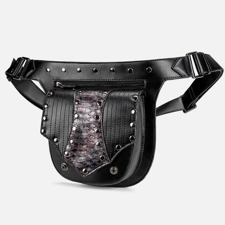 Steampunk Gürteltasche für Damen und Herren, Nietenleder, Hüfttasche