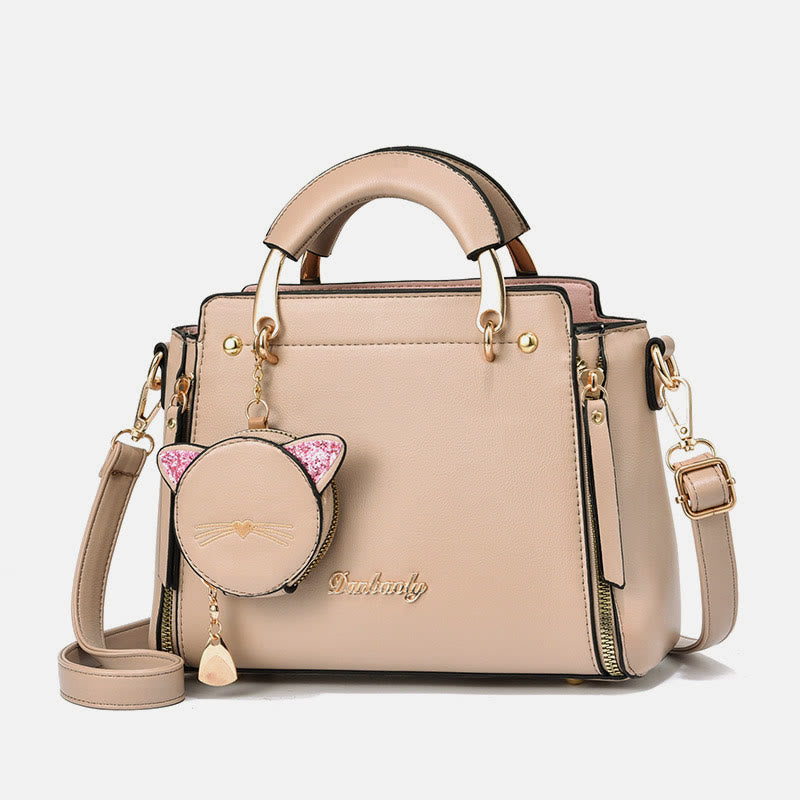 Süße Kätzchen-Handtasche mit abnehmbarem Riemen für Damen, Umhängetasche