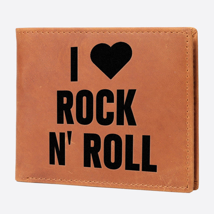 I Love Rock N Roll Gravur Geldbörse für Männer RFID Geldbörse