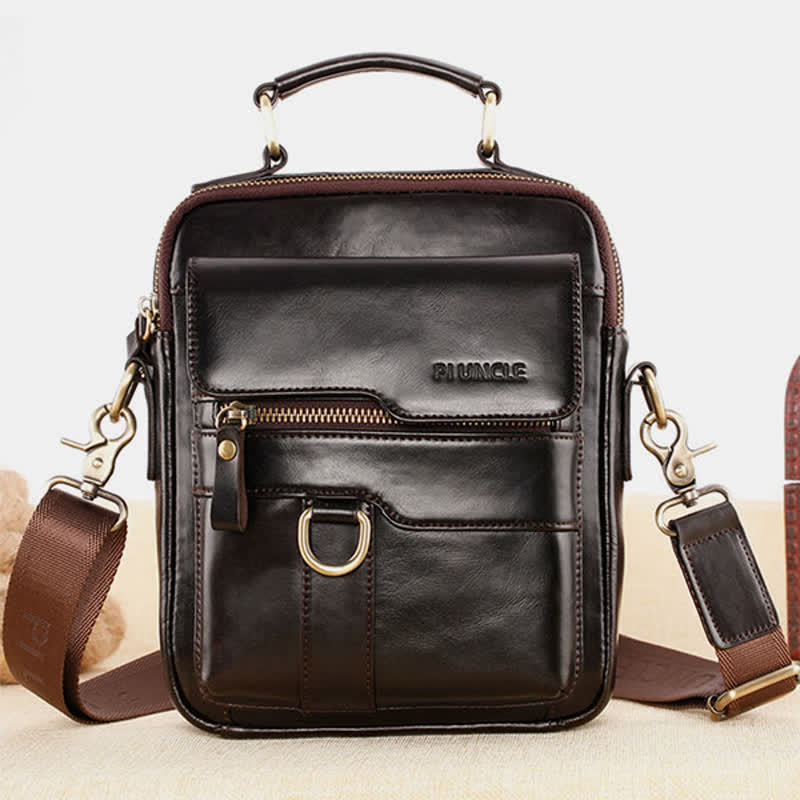 Umhängetasche aus echtem Leder, Vintage-Umhängetasche, Messenger-Handtasche für Herren