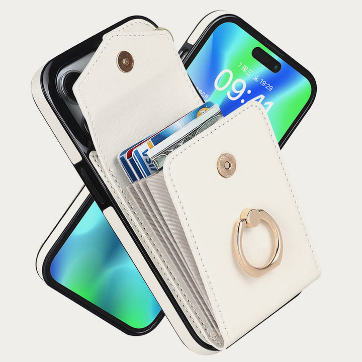 Brieftaschen-Telefonhülle für iPhone, lässig, Leder, Schnalle, Kartenhalter
