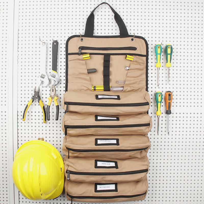 Werkzeugtasche mit Rollen, 453 g, gewachstes Canvas, Werkzeugrolle für Mechaniker, Elektriker, Hobbybastler
