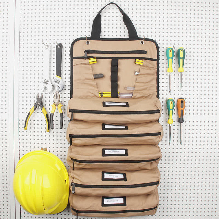 Werkzeugtasche mit Rollen, 453 g, gewachstes Canvas, Werkzeugrolle für Mechaniker, Elektriker, Hobbybastler