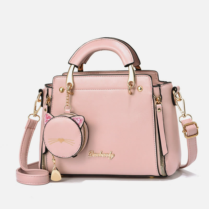 Süße Kätzchen-Handtasche mit abnehmbarem Riemen für Damen, Umhängetasche