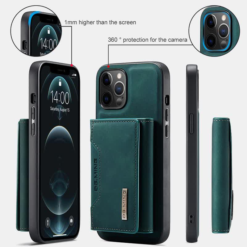 2 in 1 magnetische Brieftasche Handyhülle für iPhone PU Leder Trifold Brieftasche Hülle