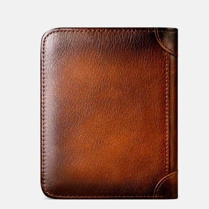 RFID Retro Dreifach faltbare Geldbörse aus echtem Leder
