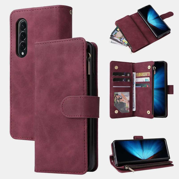 Stoßfeste Sansung Galaxy Z Fold 4 Fold 3 Hülle mit mehreren Kartenfächern