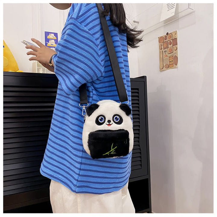 Niedliche Umhängetasche mit Cartoon-Panda-Motiv, Plüschtier, Schultertasche