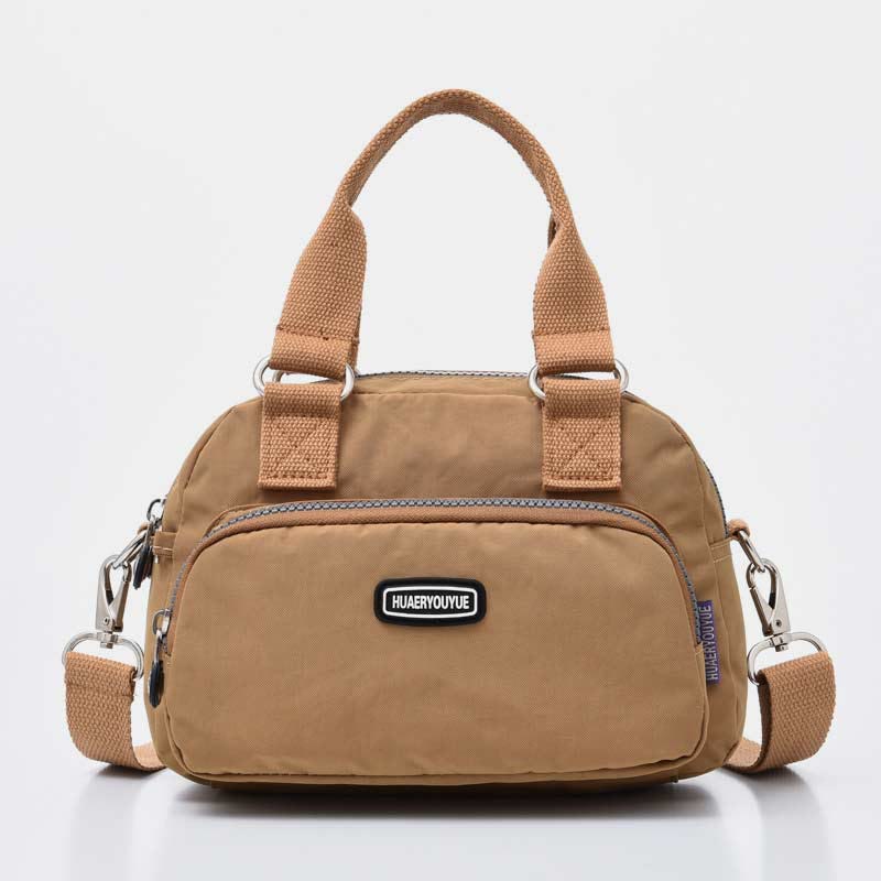 Handtasche für Damen, lila, Nylon, leicht, Einkaufstasche mit Reißverschluss