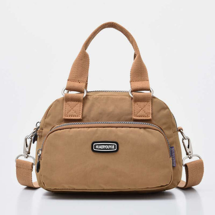 Handtasche für Damen, lila, Nylon, leicht, Einkaufstasche mit Reißverschluss
