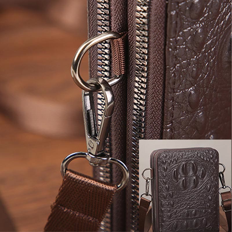 Handytasche mit abnehmbarem Riemen für Damen, Umhängetasche aus geprägtem Leder