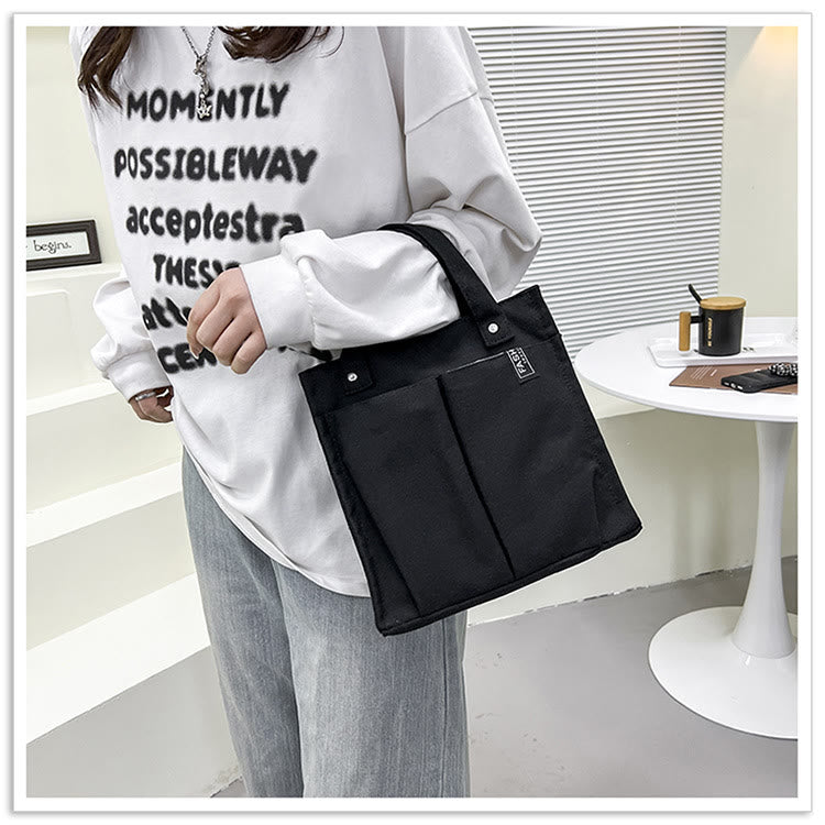Mini-Tragetasche für Damen, einfarbig, einfache Handtasche aus Canvas
