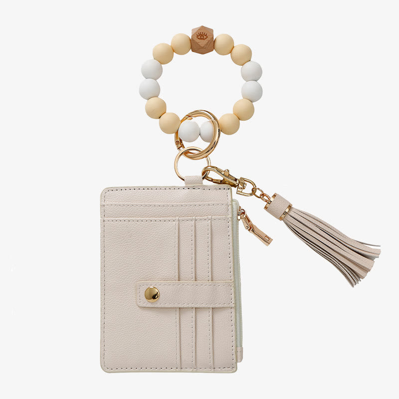 Handgelenktasche mit Silikonperlen und Quaste für Damen