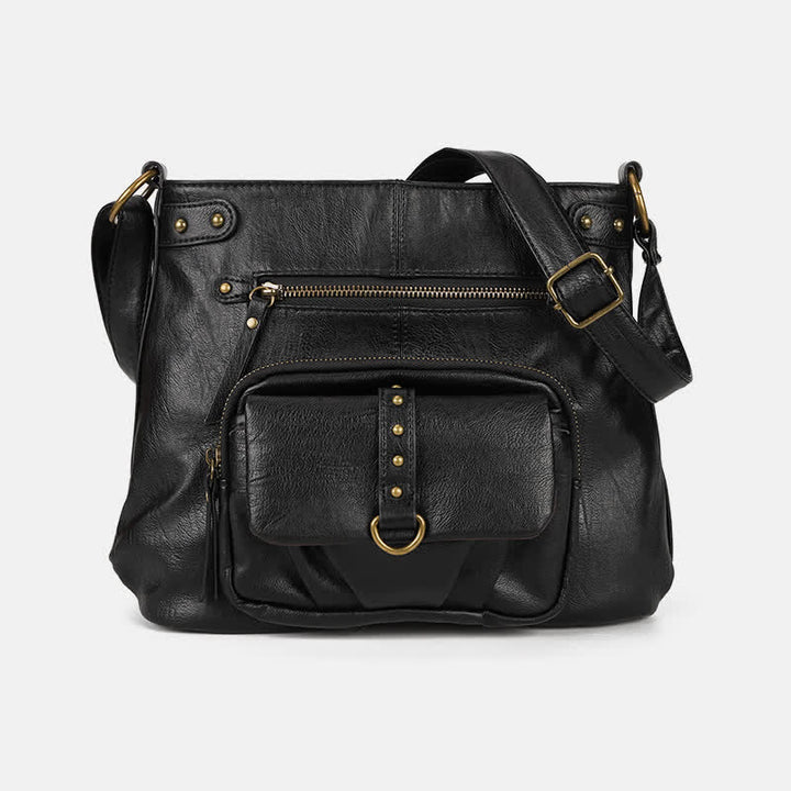 Crossbody-Tasche für Frauen mit Reißverschluss, verstellbarem Riemen, weiche Leder-Schulterhandtaschen